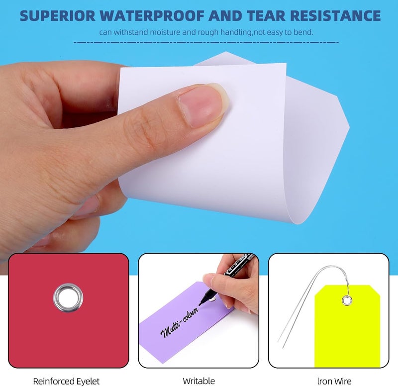 Glarks 101pcs White 6 x 12cm Waterproof Writable Tags with String Set, PVC Shipping Tags, Heavy Duty Shipping Moving Tag, Blank Labeling Tag for Home, Office - Image 5